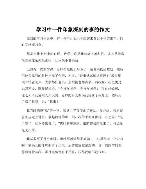 学习中一件印象深刻的事的作文