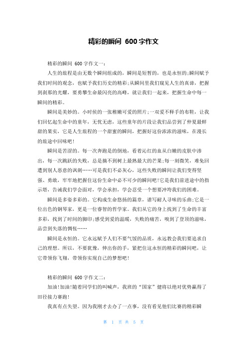 精彩的瞬间 600字作文