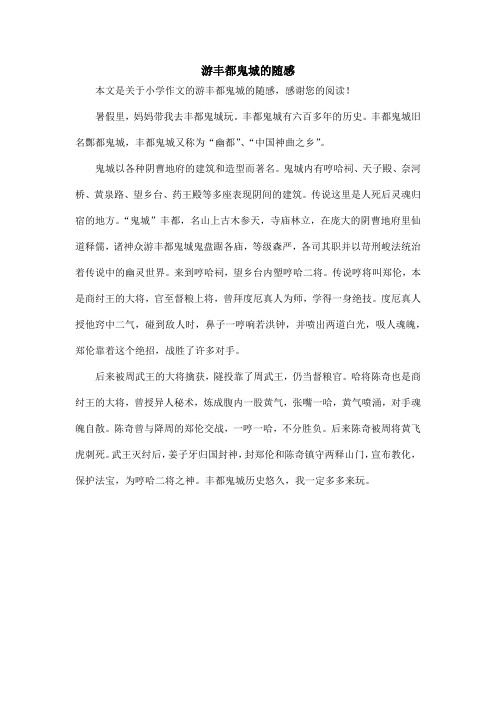 游丰都鬼城的随感_小学作文