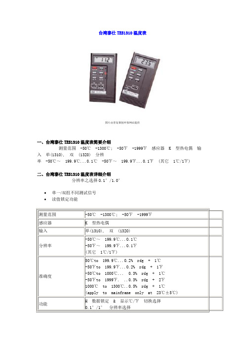 台湾泰仕TES1310温度表