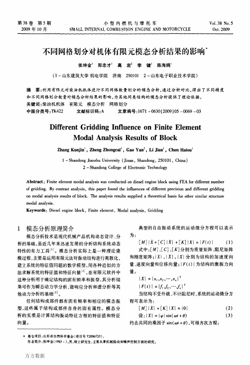 不同网格划分对机体有限元模态分析结果的影响