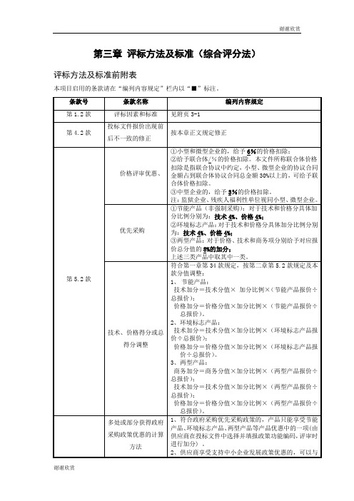 第三章 评标方法及标准(综合评分法) .doc