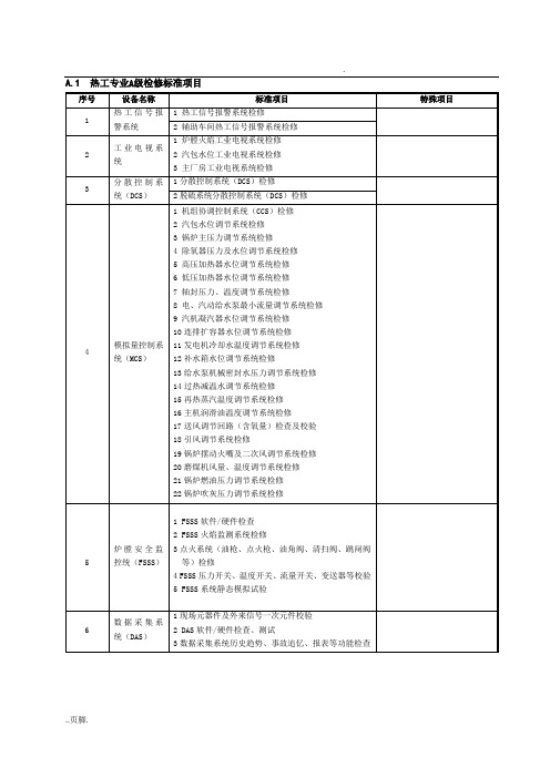 热工A级检修标准