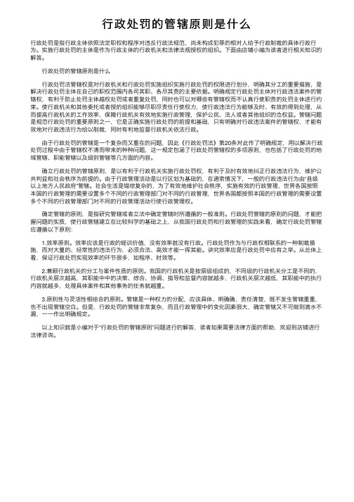 行政处罚的管辖原则是什么