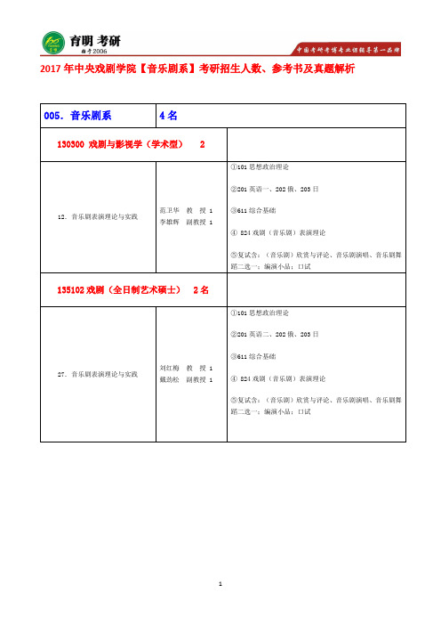 中戏考研-----2017年中央戏剧学院-音乐剧系-考研专业课复习规划