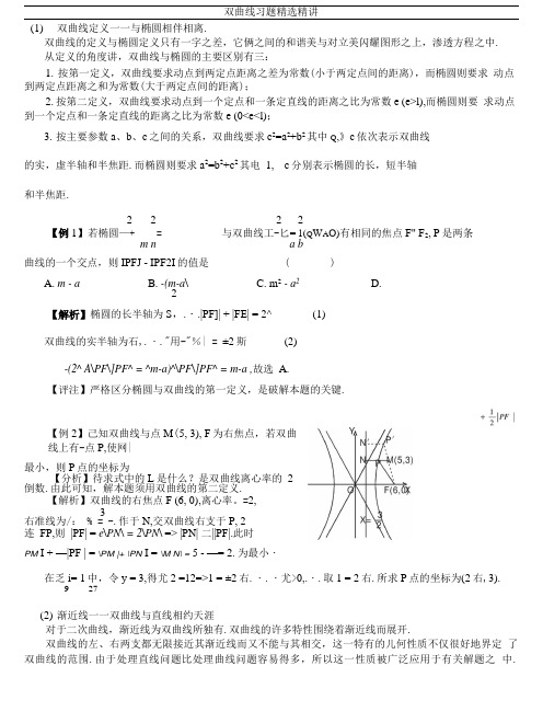 双曲线习题精选精讲.doc