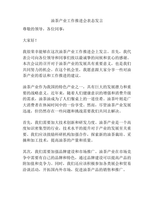 油茶产业工作推进会表态发言