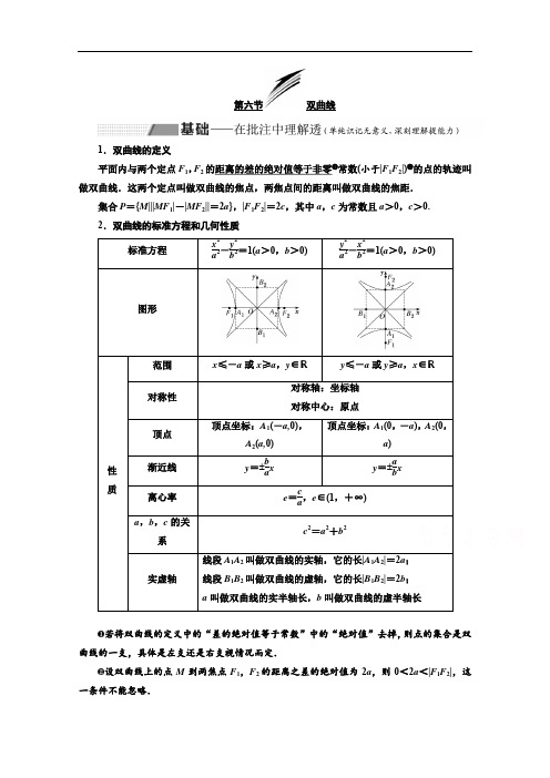 2020版高考理科数学(人教版)一轮复习讲义：第九章 第六节 双曲线 Word版含答案