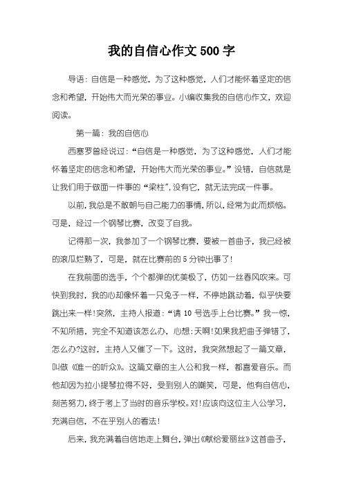 我的自信心作文500字