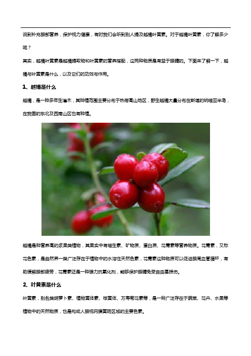 越橘与叶黄素对眼睛有什么作用,哪种好一些？