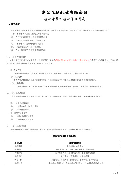 绩效考核及绩效管理制度