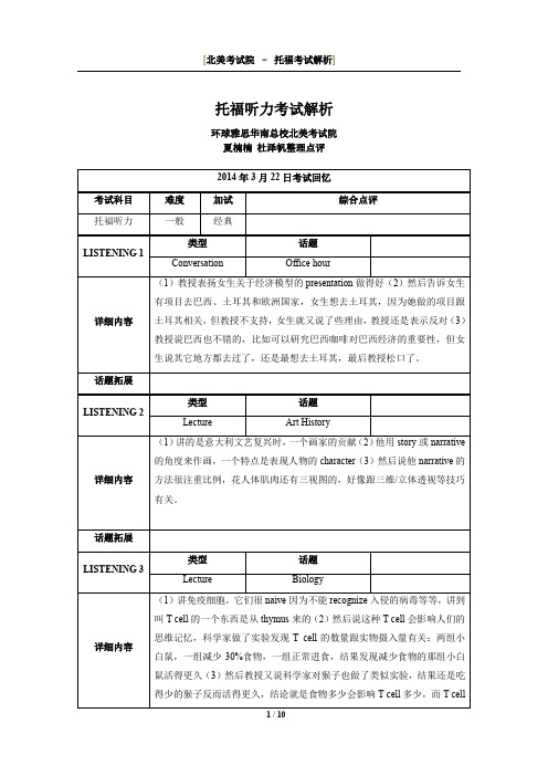 南通托福培训--2014年3月22日托福考试解析