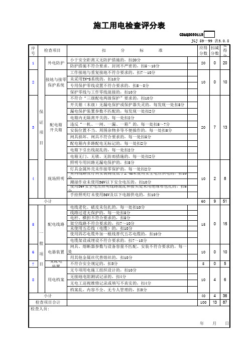 施工用电检查评分表GDAQ2030113