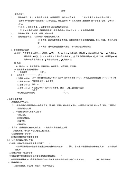 高考数学函数知识点总结