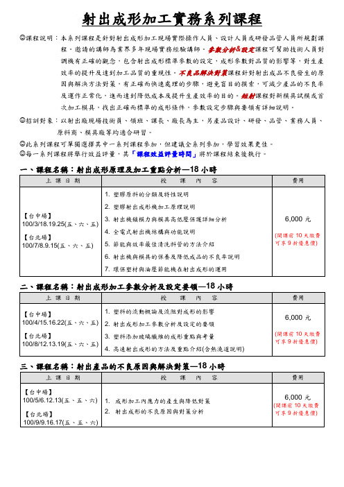 射出成形加工实务系列课程