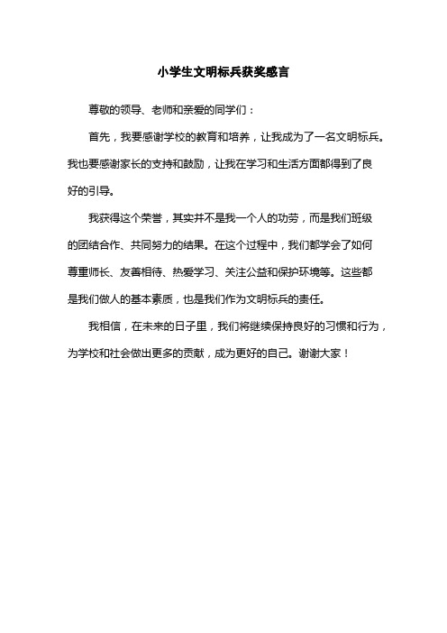 小学生文明标兵获奖感言