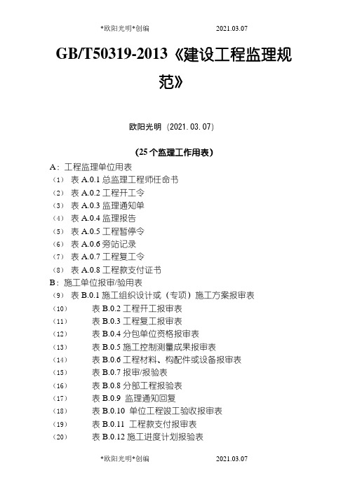 2021年建设工程监理规范更新