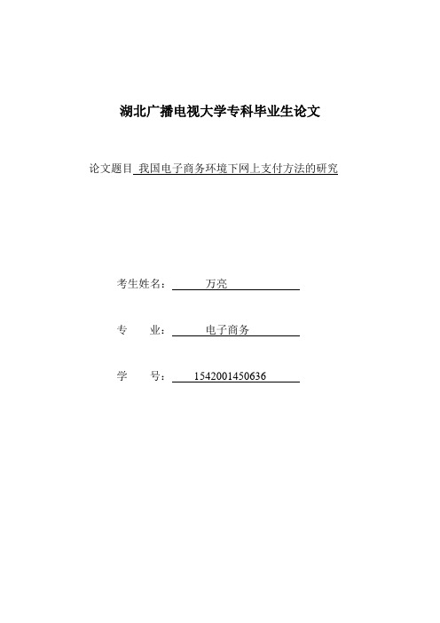 论文我国电子商务环境下网上支付方法的研究