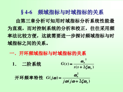 自控理论 4-6频域指标与时域指标的关系