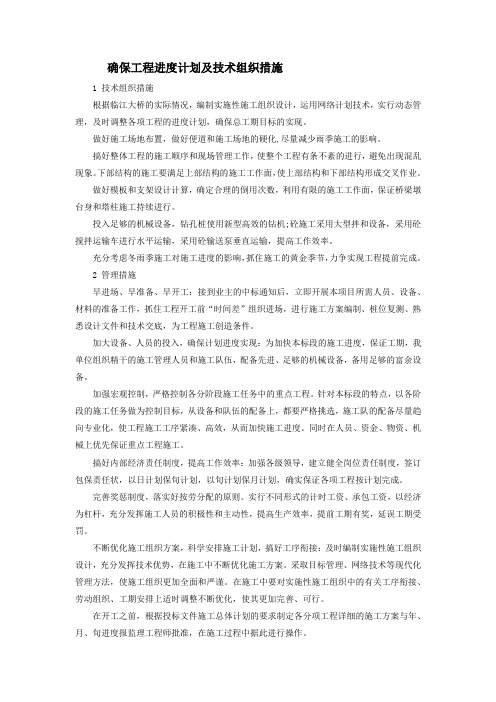 确保工程进度计划及技术组织措施