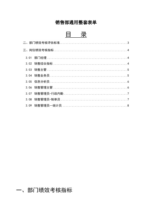 销售部通用整套表单