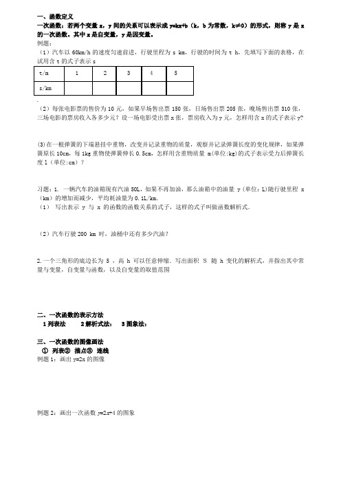 初二数学 家教资料   一次函数