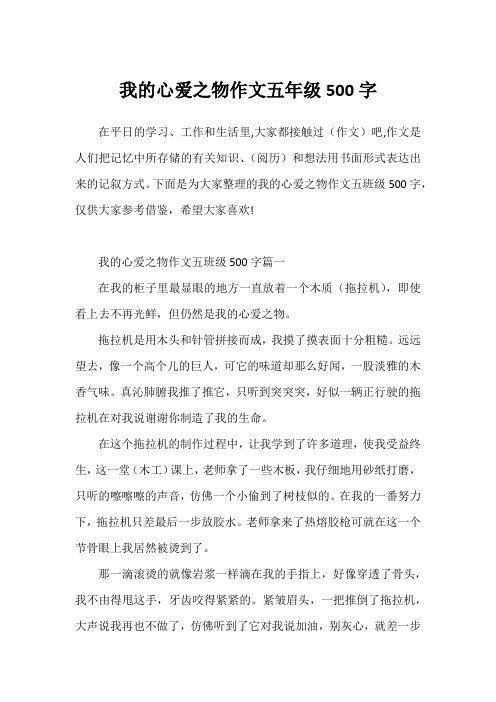 我的心爱之物作文五年级500字1