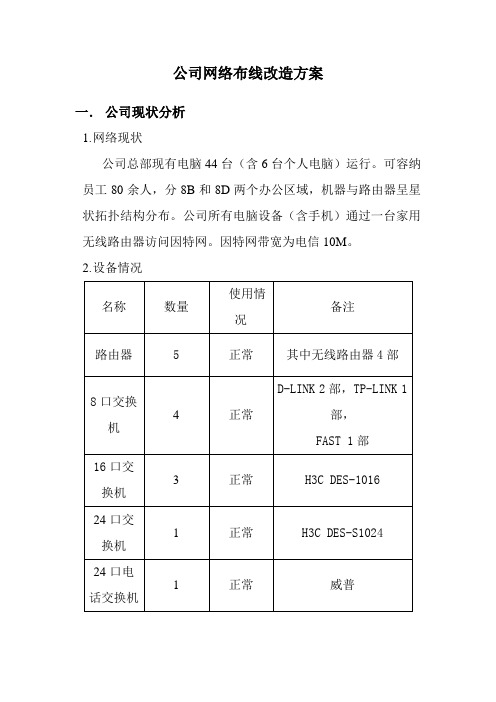 公司网络布线改造方案