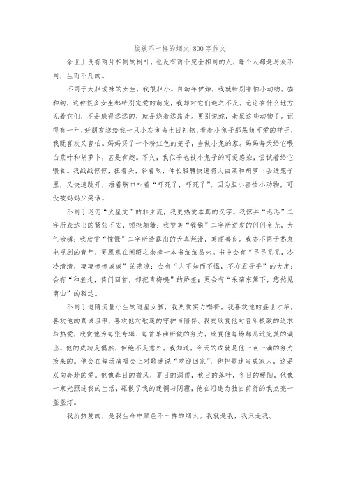 绽放不一样的烟火 800字作文