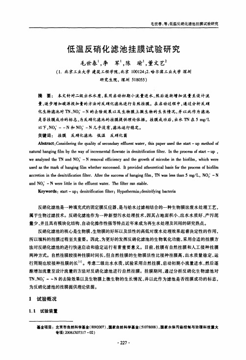 低温反硝化滤池挂膜试验研究