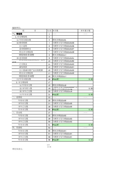 会计报表电子表格模板标准科目_月报_应交税费明细表