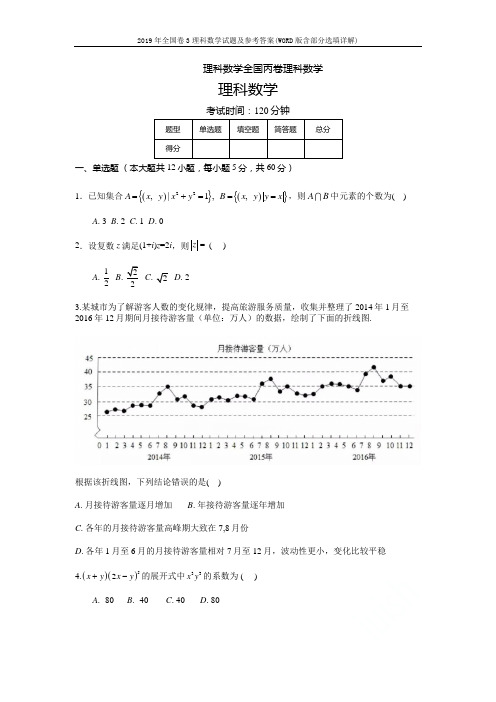 2019年全国卷3理科数学试题及参考答案(WORD版含部分选填详解)