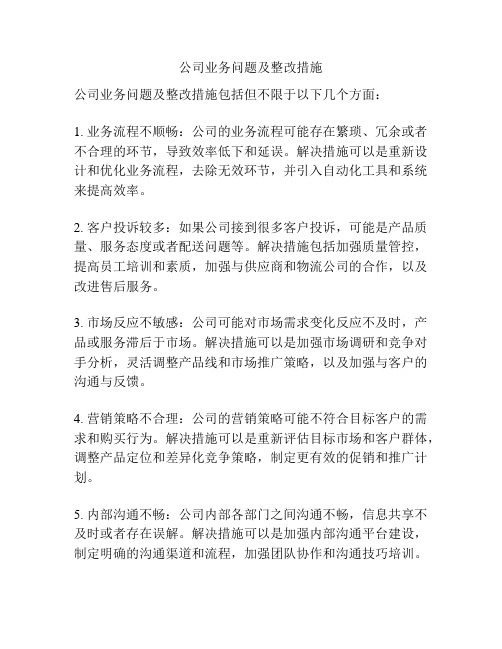 公司业务问题及整改措施