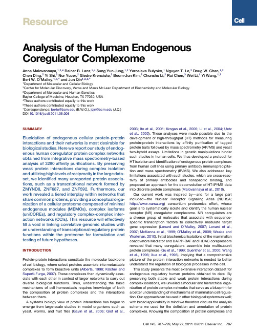 ff2011 cell Analysis of the human endognous coregulator complexome