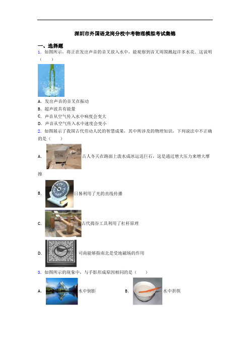 深圳市外国语龙岗分校中考物理模拟考试集锦