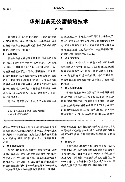 华州山药无公害栽培技术