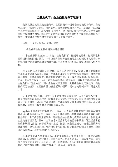 金融危机下小企业强化财务管理探讨