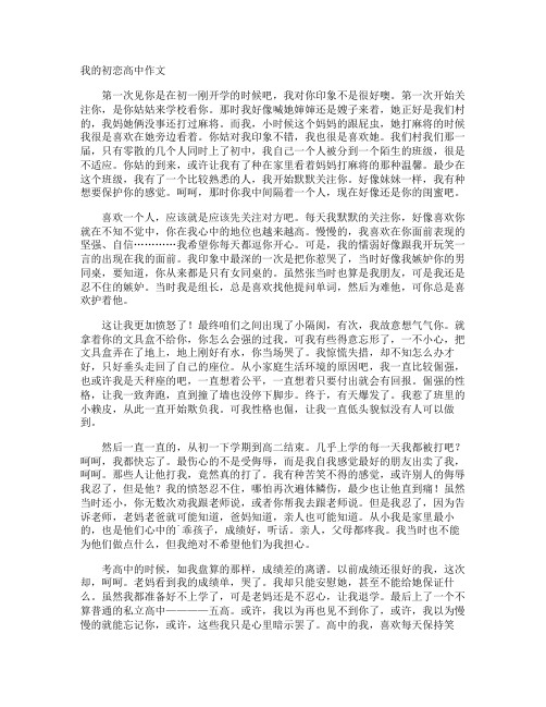 我的初恋高中作文