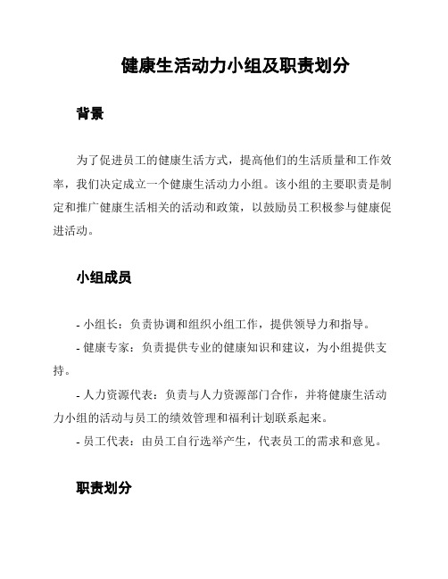 健康生活动力小组及职责划分