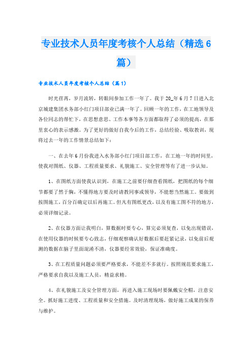 专业技术人员年度考核个人总结(精选6篇)