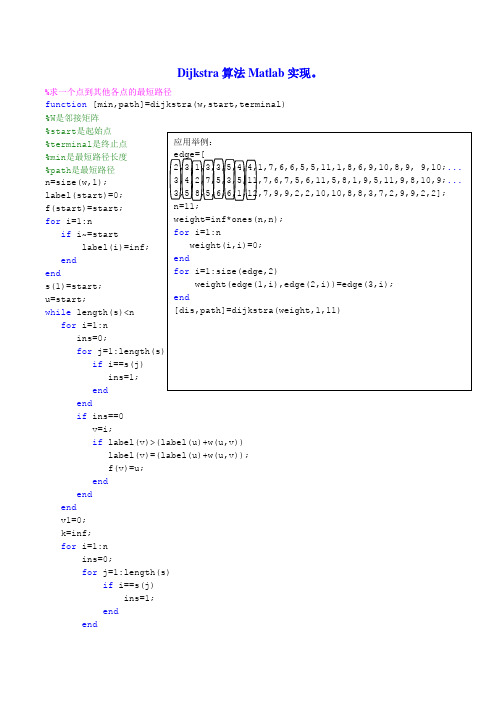 Dijkstra、Floyd算法Matlab_Lingo实现