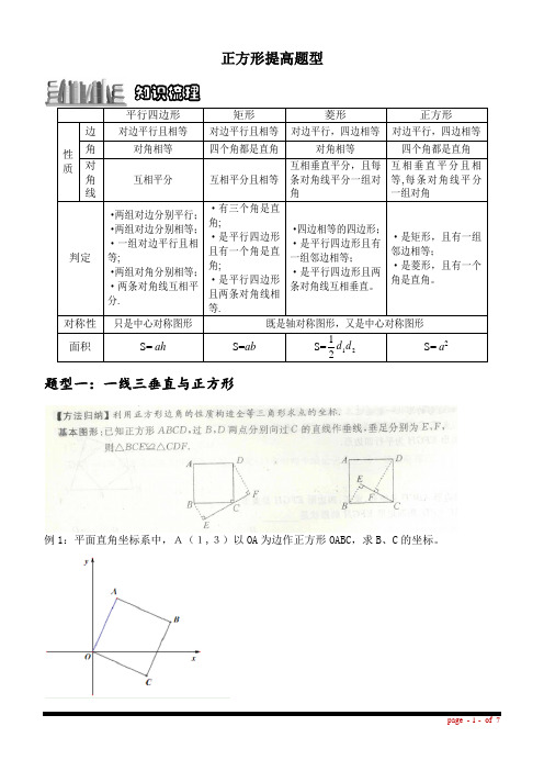 人教版八年级下数学机构讲义： 正方形提高题型