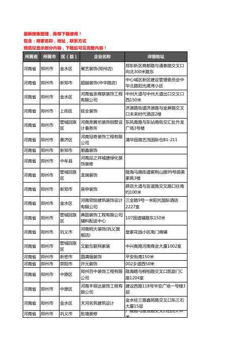 新版河南省郑州市装修公司企业公司商家户名录单联系方式地址大全1598家