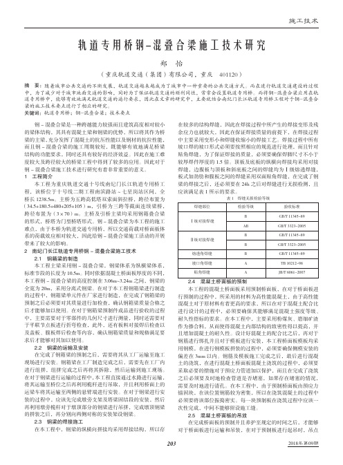 轨道专用桥钢-混叠合梁施工技术研究