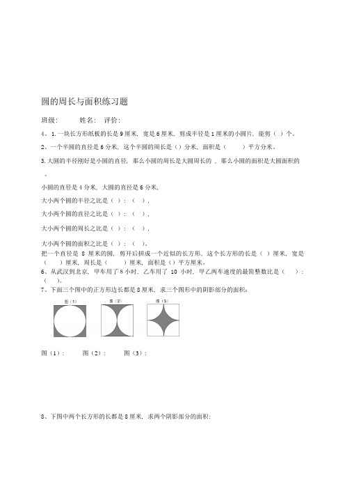 圆的周长与面积(易错题练习)