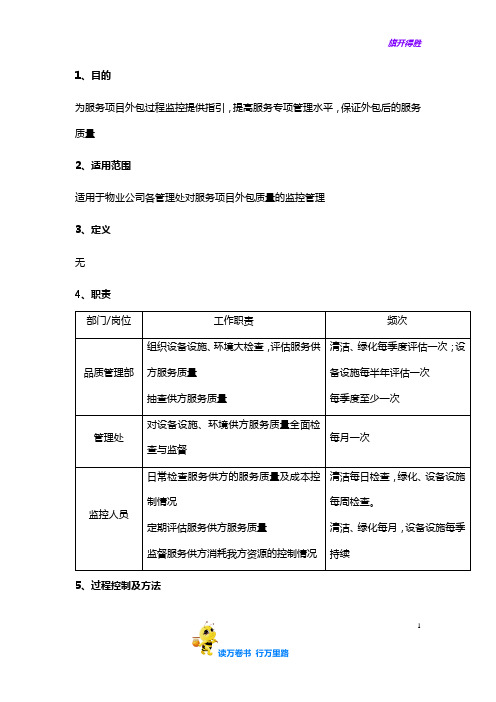 【物业管理流程】7.4-Z01-03服务项目外包监控办法