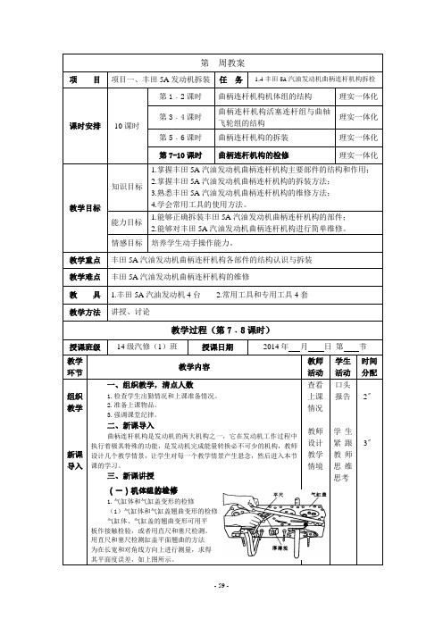 1-4-4丰田5A汽油发动机曲柄连杆机构拆检