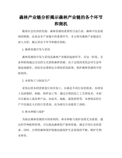 森林产业链分析揭示森林产业链的各个环节和商机