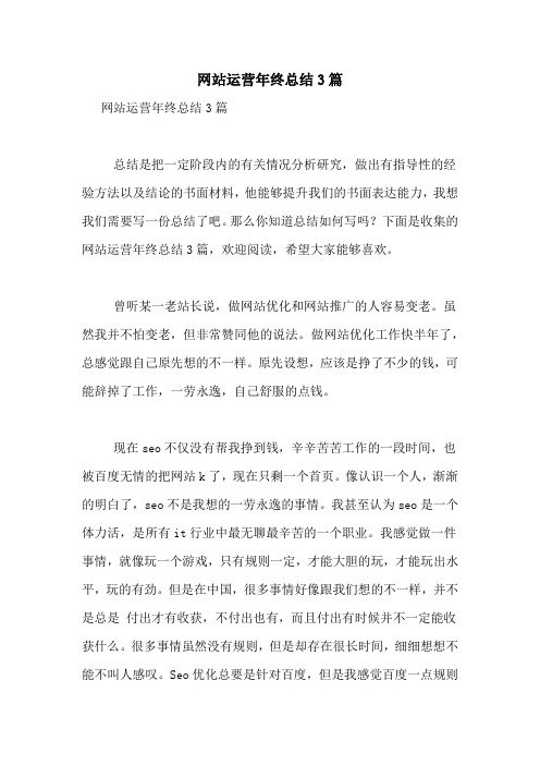 网站运营年终总结3篇