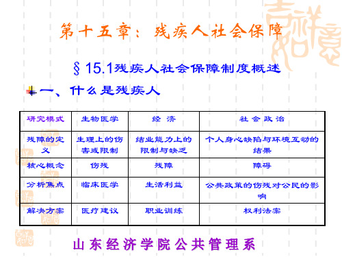 第十五章  残疾人社会保障